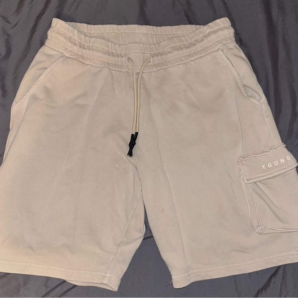 YoungLA Cargo Sweat Shorts Khaki